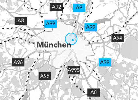 Karte: Autobahnverbindungen München