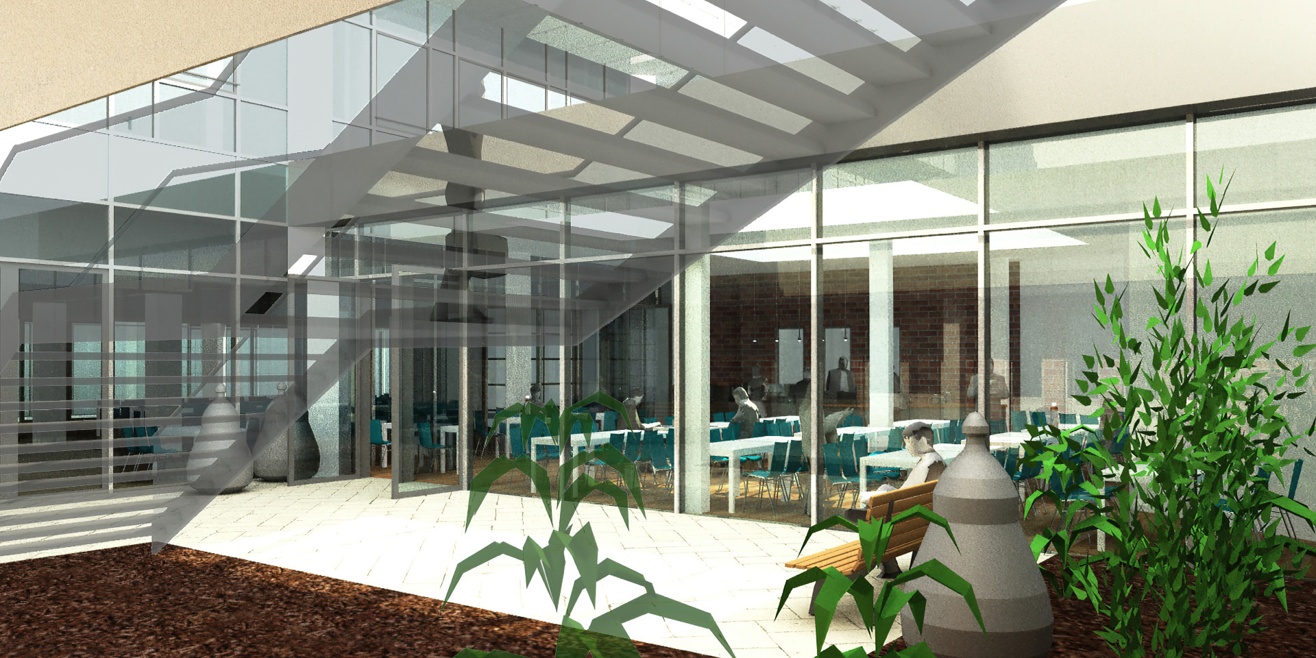 Königinstraße, 3D-Rendering des Innenhofs